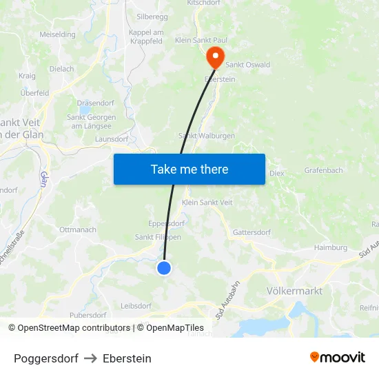Poggersdorf to Eberstein map