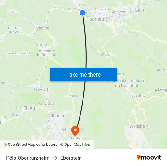 Pöls-Oberkurzheim to Eberstein map