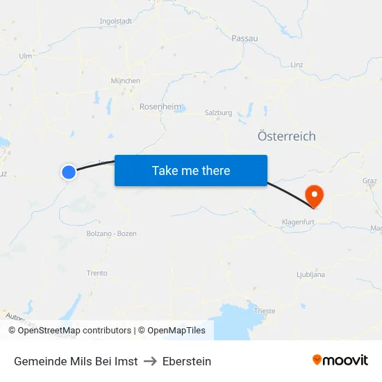 Gemeinde Mils Bei Imst to Eberstein map