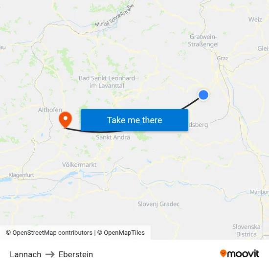 Lannach to Eberstein map