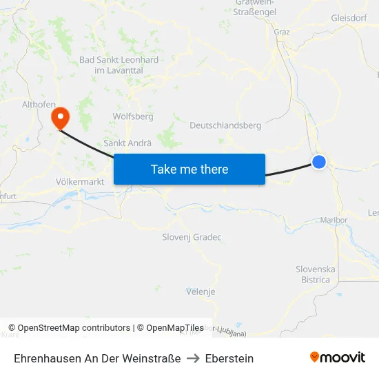 Ehrenhausen An Der Weinstraße to Eberstein map