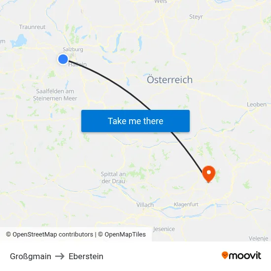 Großgmain to Eberstein map