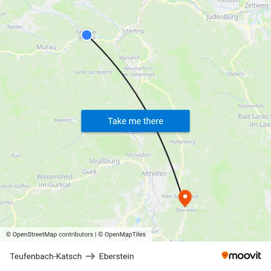 Teufenbach-Katsch to Eberstein map