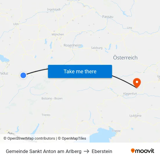 Gemeinde Sankt Anton am Arlberg to Eberstein map