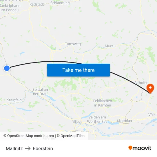 Mallnitz to Eberstein map