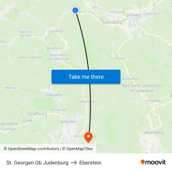 St. Georgen Ob Judenburg to Eberstein map