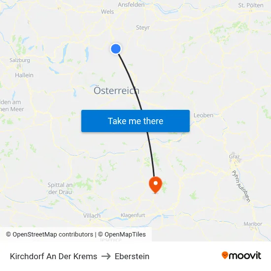 Kirchdorf An Der Krems to Eberstein map