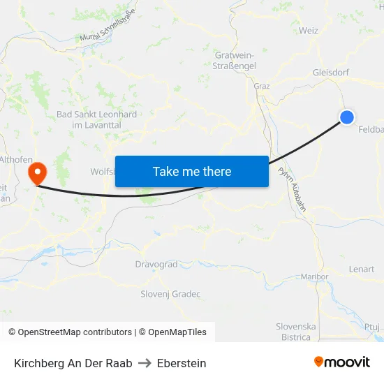 Kirchberg An Der Raab to Eberstein map