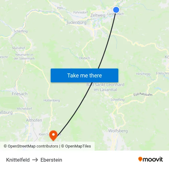 Knittelfeld to Eberstein map
