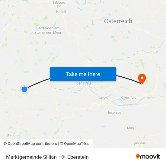 Marktgemeinde Sillian to Eberstein map