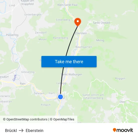 Brückl to Eberstein map