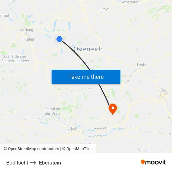 Bad Ischl to Eberstein map