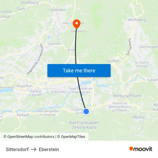 Sittersdorf to Eberstein map