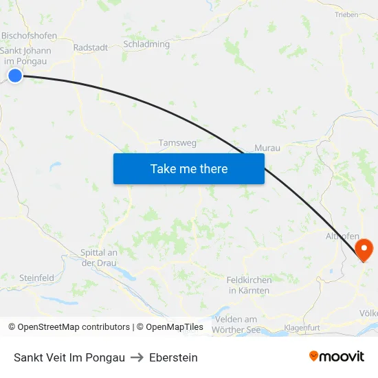 Sankt Veit Im Pongau to Eberstein map