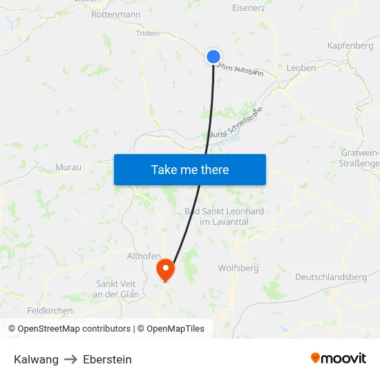 Kalwang to Eberstein map