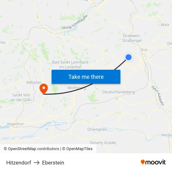 Hitzendorf to Eberstein map