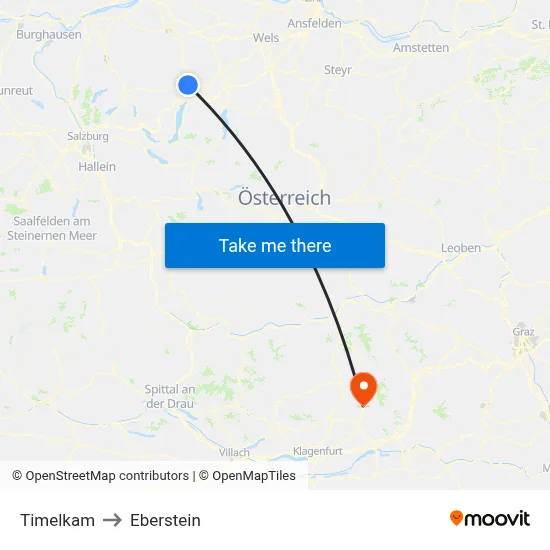 Timelkam to Eberstein map