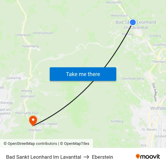 Bad Sankt Leonhard Im Lavanttal to Eberstein map