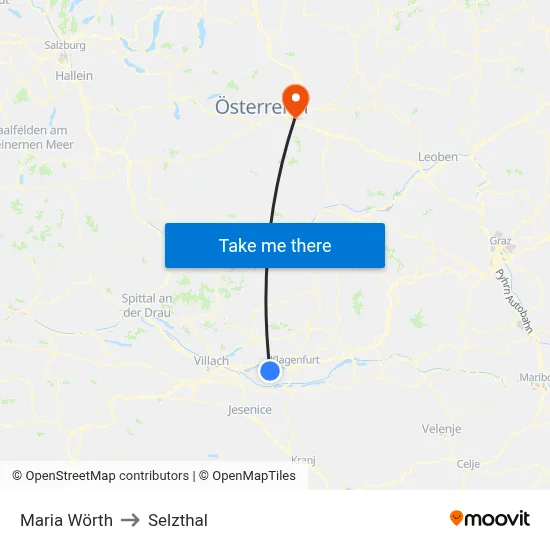 Maria Wörth to Selzthal map