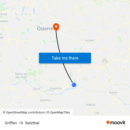 Griffen to Selzthal map