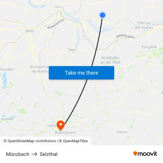 Münzbach to Selzthal map