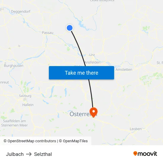 Julbach to Selzthal map
