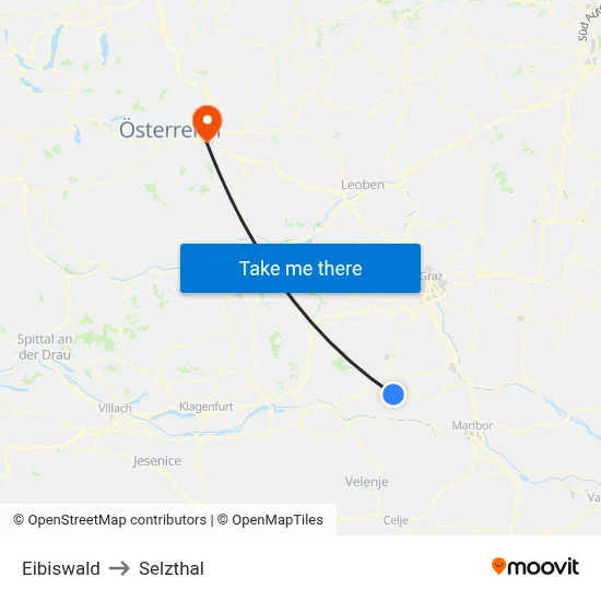 Eibiswald to Selzthal map