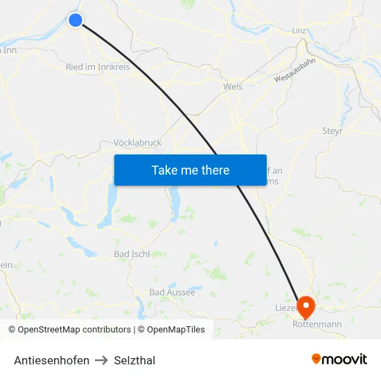 Antiesenhofen to Selzthal map