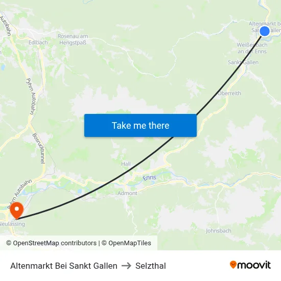 Altenmarkt Bei Sankt Gallen to Selzthal map
