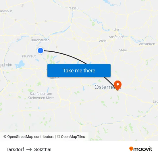 Tarsdorf to Selzthal map