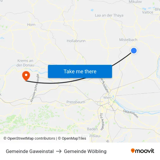 Gemeinde Gaweinstal to Gemeinde Wölbling map