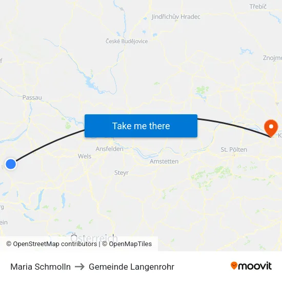 Maria Schmolln to Gemeinde Langenrohr map