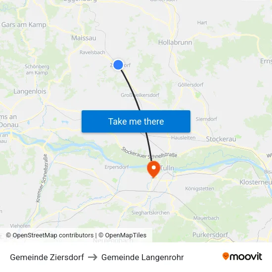 Gemeinde Ziersdorf to Gemeinde Langenrohr map