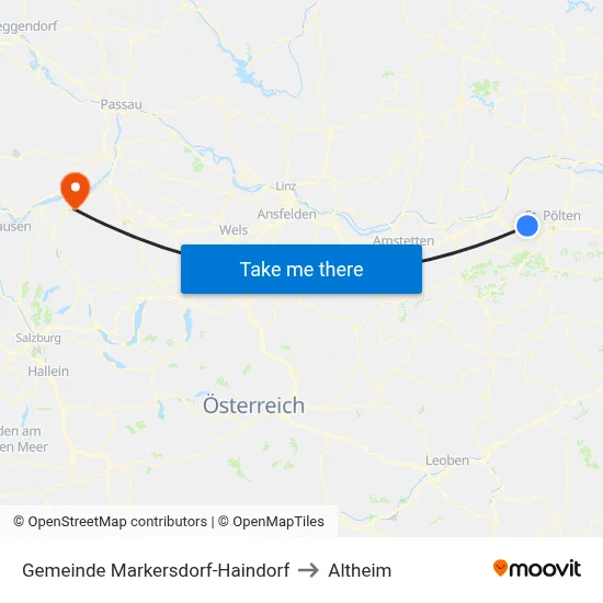 Gemeinde Markersdorf-Haindorf to Altheim map