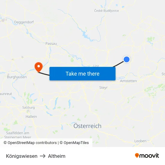 Königswiesen to Altheim map