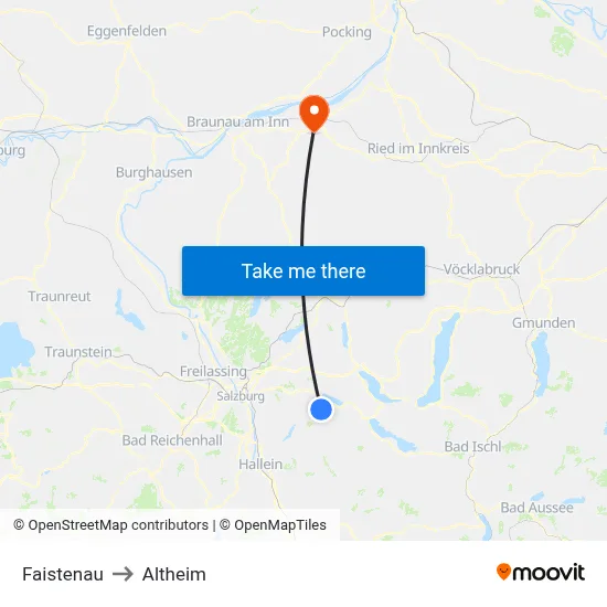 Faistenau to Altheim map