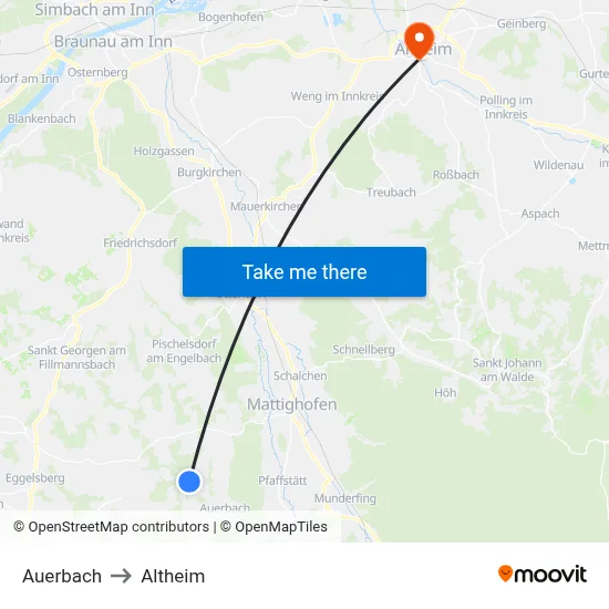 Auerbach to Altheim map