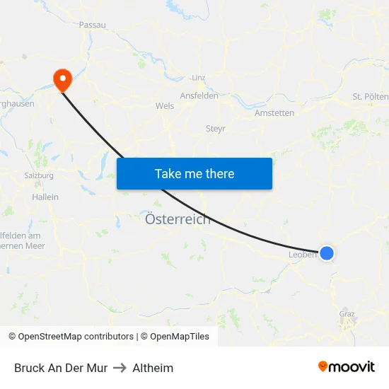 Bruck An Der Mur to Altheim map