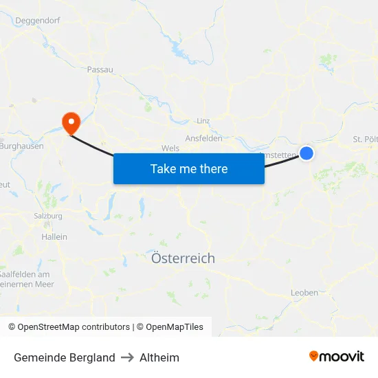 Gemeinde Bergland to Altheim map