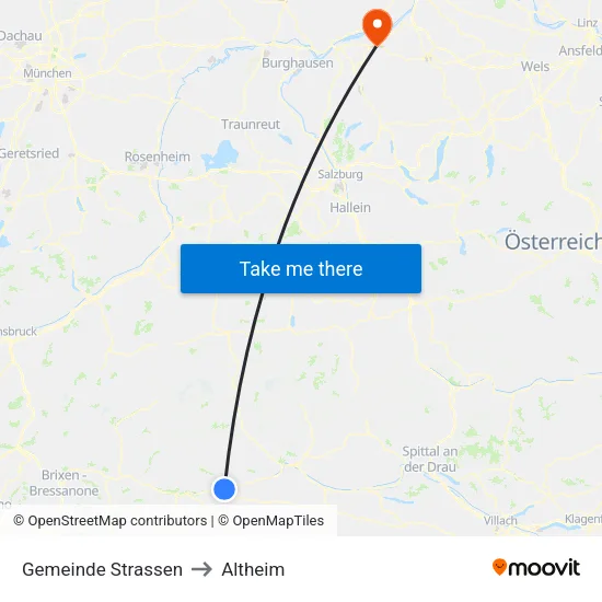 Gemeinde Strassen to Altheim map
