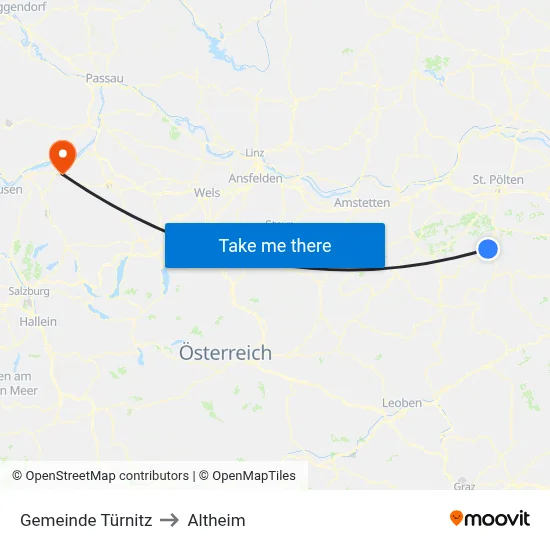 Gemeinde Türnitz to Altheim map