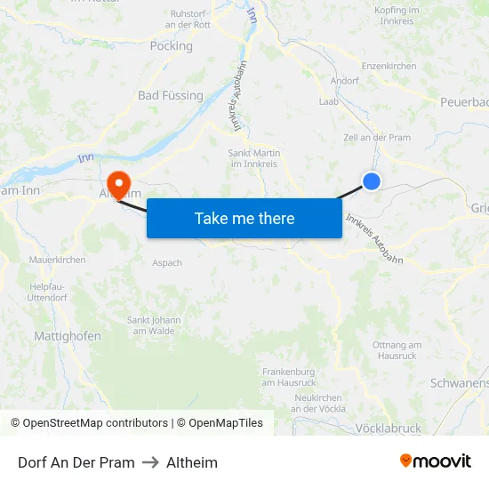 Dorf An Der Pram to Altheim map