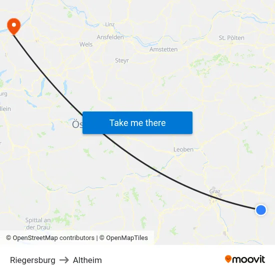 Riegersburg to Altheim map
