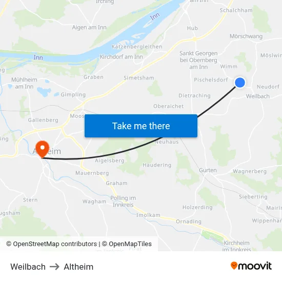 Weilbach to Altheim map