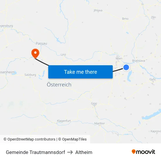 Gemeinde Trautmannsdorf to Altheim map