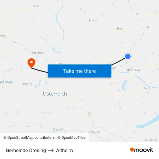 Gemeinde Drösing to Altheim map