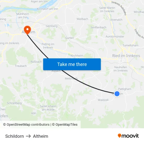 Schildorn to Altheim map