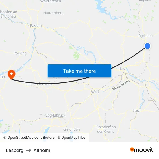 Lasberg to Altheim map