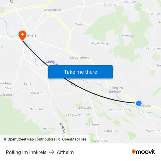 Polling Im Innkreis to Altheim map