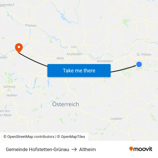 Gemeinde Hofstetten-Grünau to Altheim map